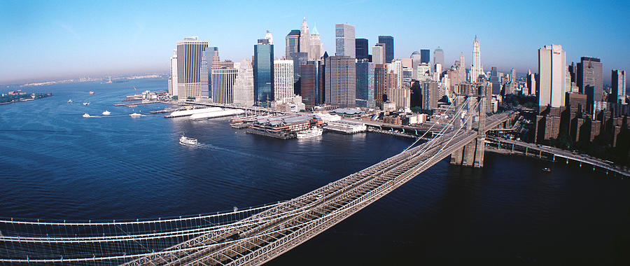 Brooklyn Bridge Photograph - Aerial View Of Brooklyn Bridge, Lower by Panoramic Images