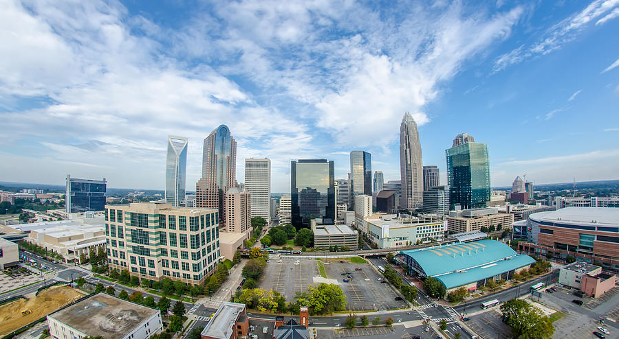 Aerial view of Charlotte North Carolina skyline Photograph by Alex Grichenko
