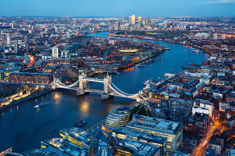 Aerial view of city, London, England, UK Photograph by Simonbyrne