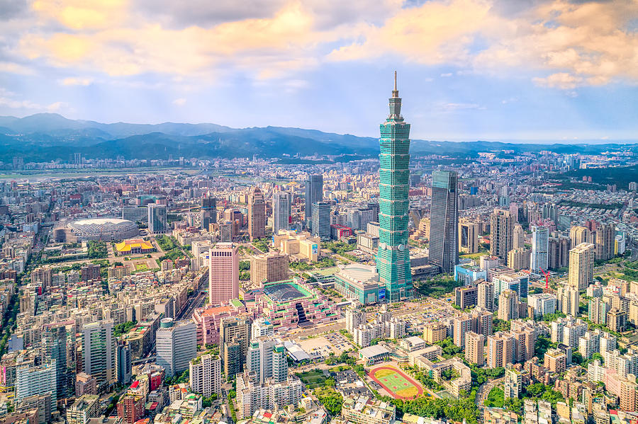 Aerial view of cityscape at Taipei center district, Taiwan Photograph by GoranQ