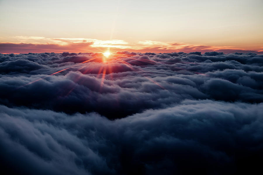 Aerial View Of Clouds At Sunset Photograph by Mauro grigollo