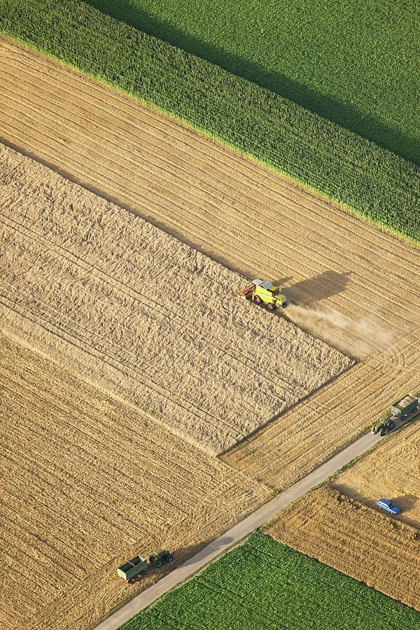 Aerial View Of Combine Harvester Photograph by Grafissimo