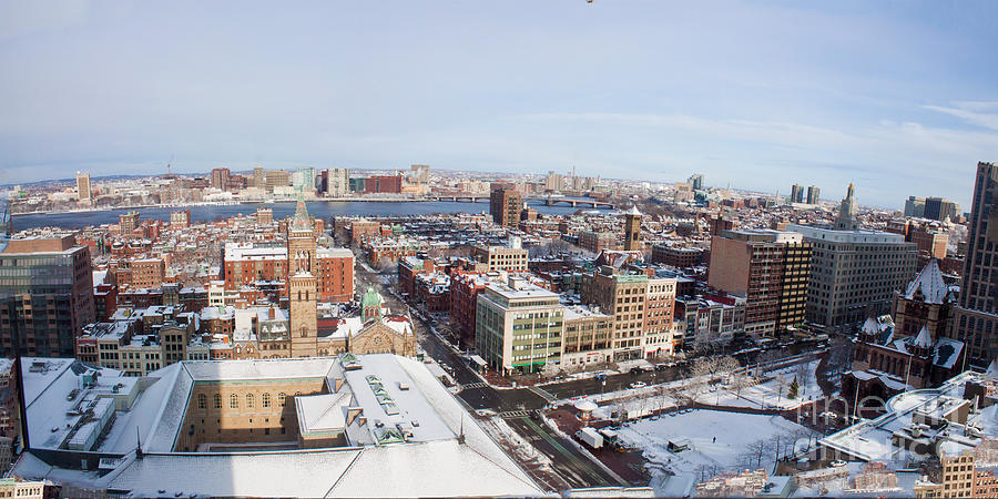 Aerial View of Copley Square Back Bay and Charles River Photograph by Thomas Marchessault