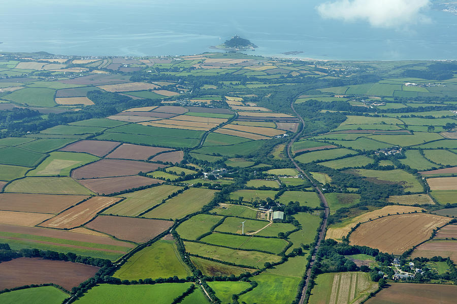 Aerial View Of Cornish Countryside Photograph by Allan Baxter