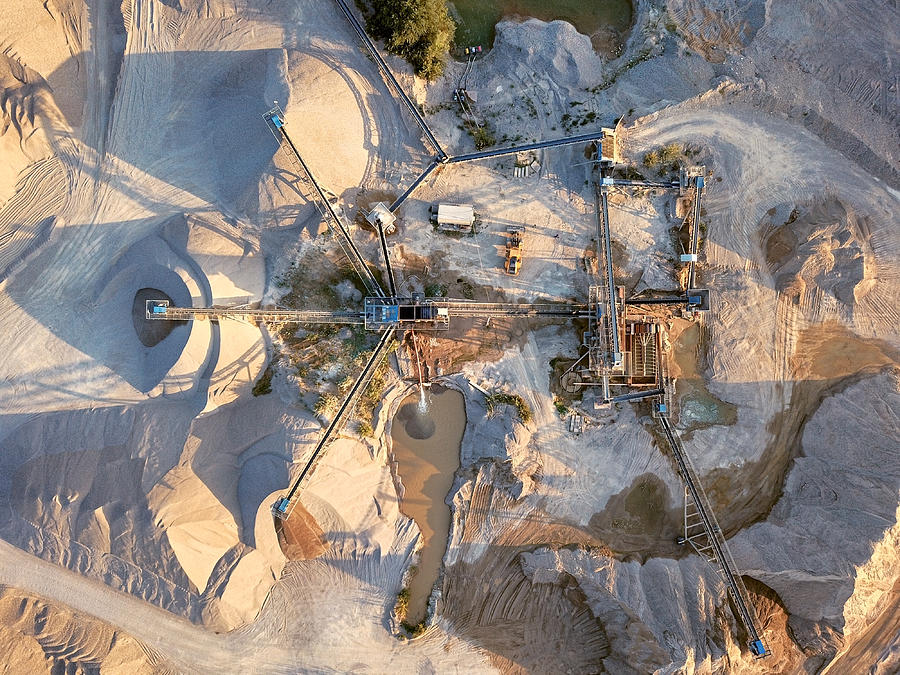 Aerial view of crushed stone quarry machine Photograph by Rusm