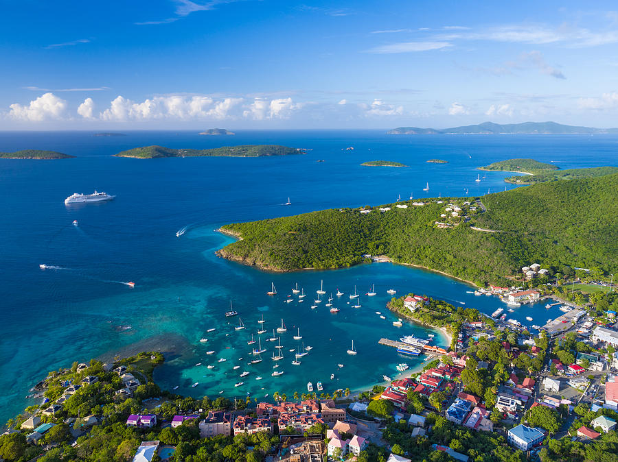 aerial view of Cruz Bay, St.John in US Virgin Islands Photograph by Cdwheatley