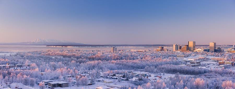 Aerial View Of Downtown Anchorage At Photograph by Kevin Smith