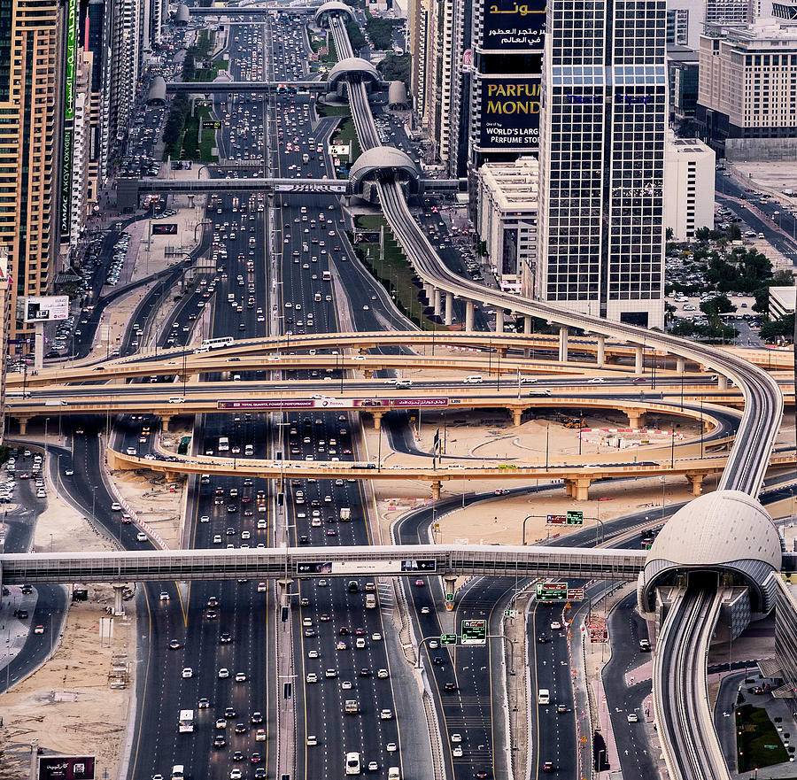 Aerial View Of Dubai Traffic Photograph by © Naufal Mq
