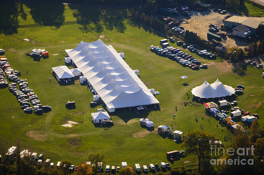 Aerial view of event tent in Vermont. Photograph by Don Landwehrle