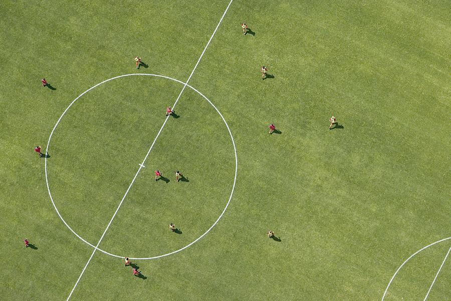 Aerial view of football match Photograph by fStop Images - Stephan Zirwes