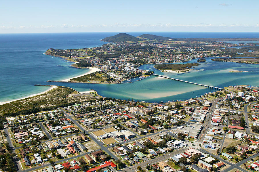 Aerial view of Forster-Tuncurry, NSW, Australia Photograph by Peter Harrison