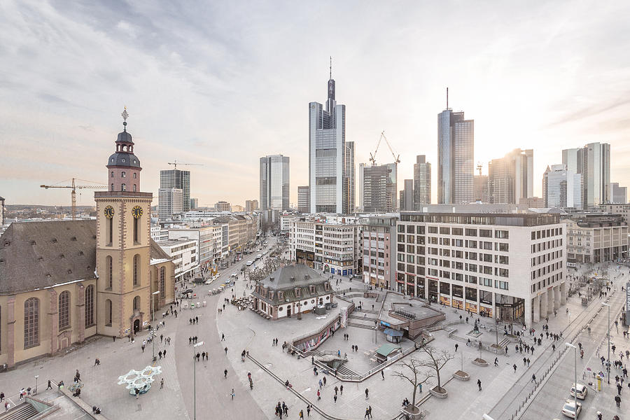 Aerial view of Frankfurt Hauptwache and skyline Photograph by Cyril Gosselin