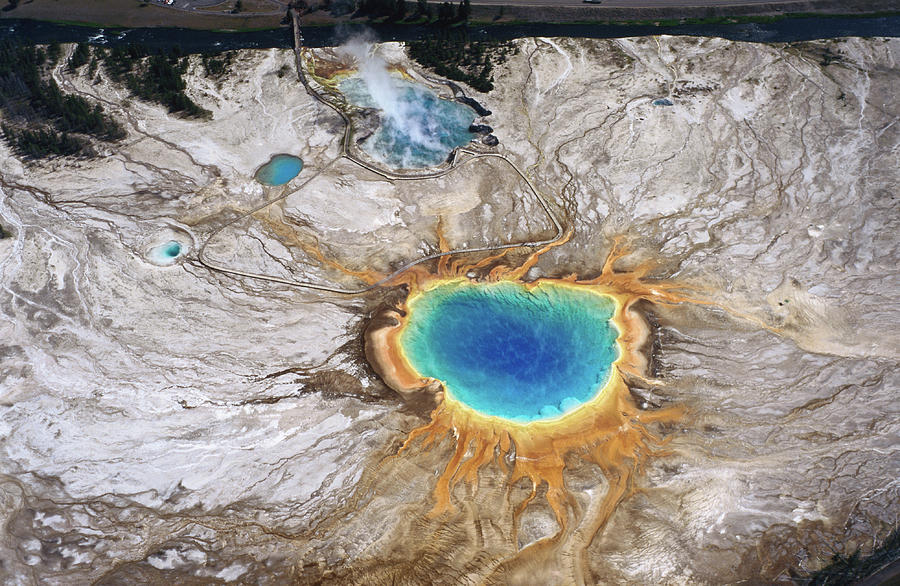 Aerial View Of Grand Prismatic Spring Photograph by Holger Leue