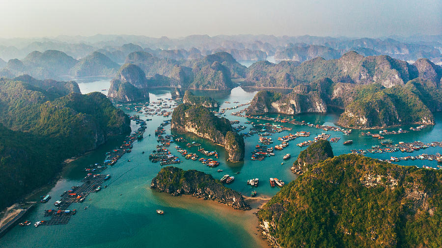 Aerial view of Halong Bay in Vietnam Photograph by Oleh_Slobodeniuk