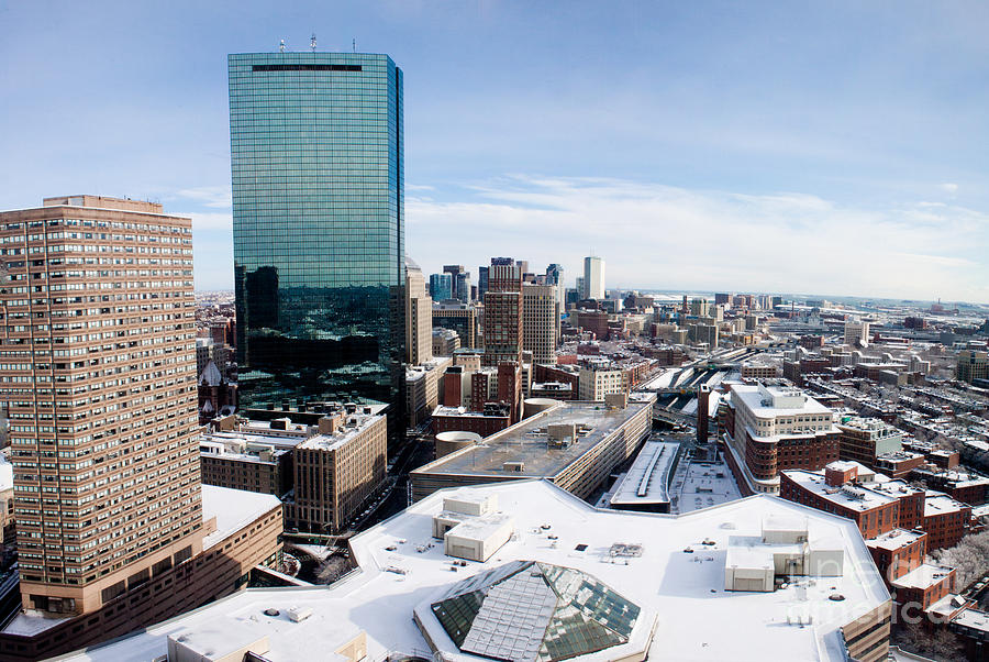 Aerial View of Hancock Tower Looking North from Copley Square Photograph by Thomas Marchessault