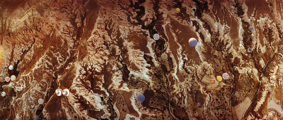 Transportation Photograph - Aerial View Of Hot Air Balloons by Panoramic Images