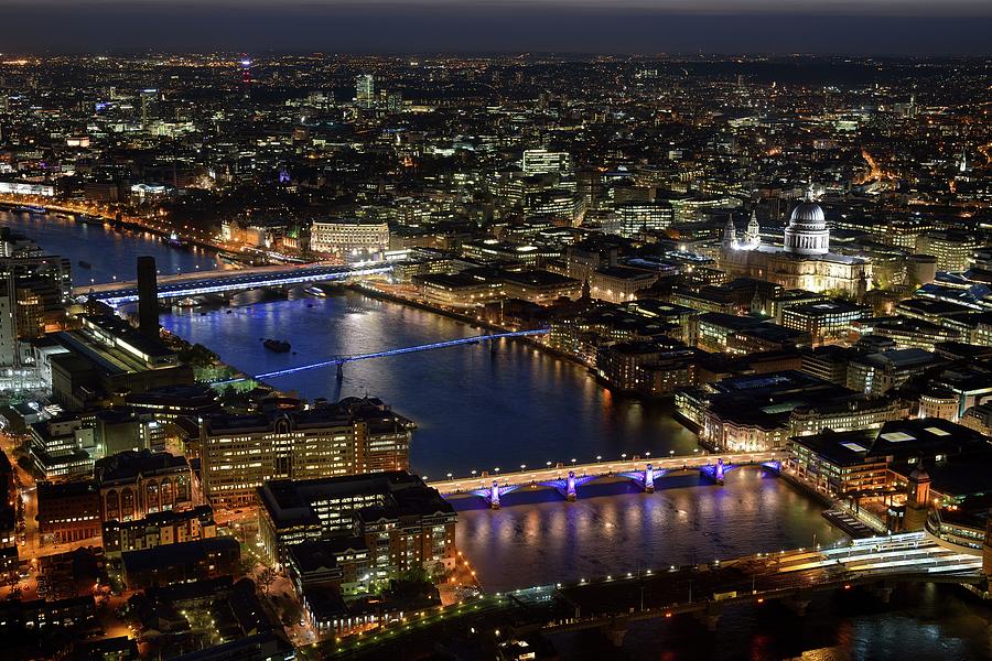 Aerial View Of London At Night Photograph By Vladimir Zakharov - Fine ...