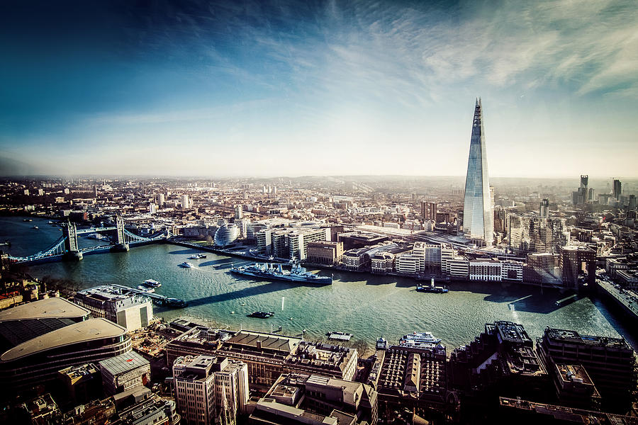 Aerial View of London with Shard and River Thames Photograph by Ivanastar