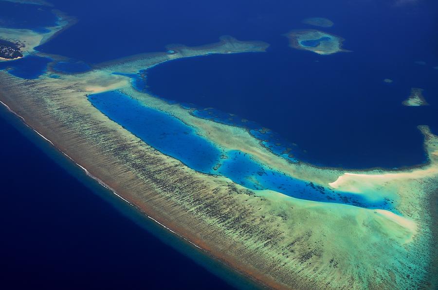 Aerial View of Maldivian Reefs Photograph by Jenny Rainbow