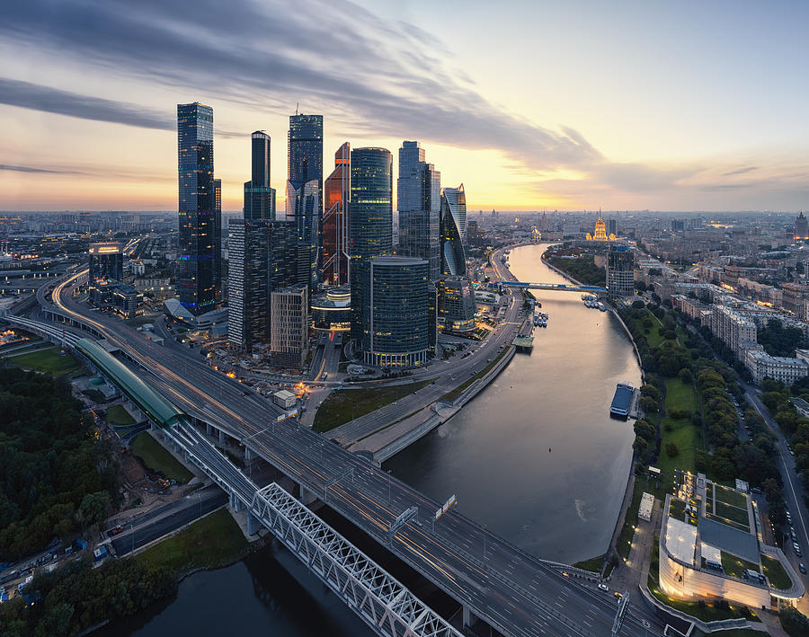 Aerial view of modern Moscow Photograph by Sergey Alimov