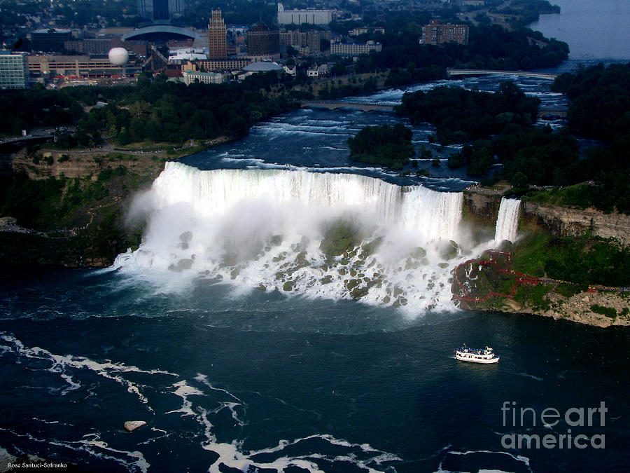 Aerial view of Niagara Falls and river and Maid of the mist Photograph by Rose Santuci-Sofranko