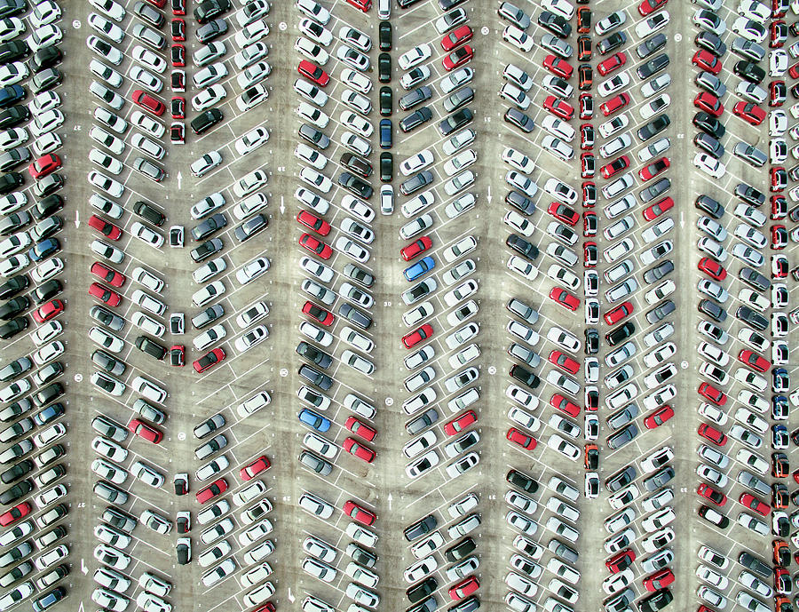 Aerial View Of Parked Cars Photograph by Orbon Alija