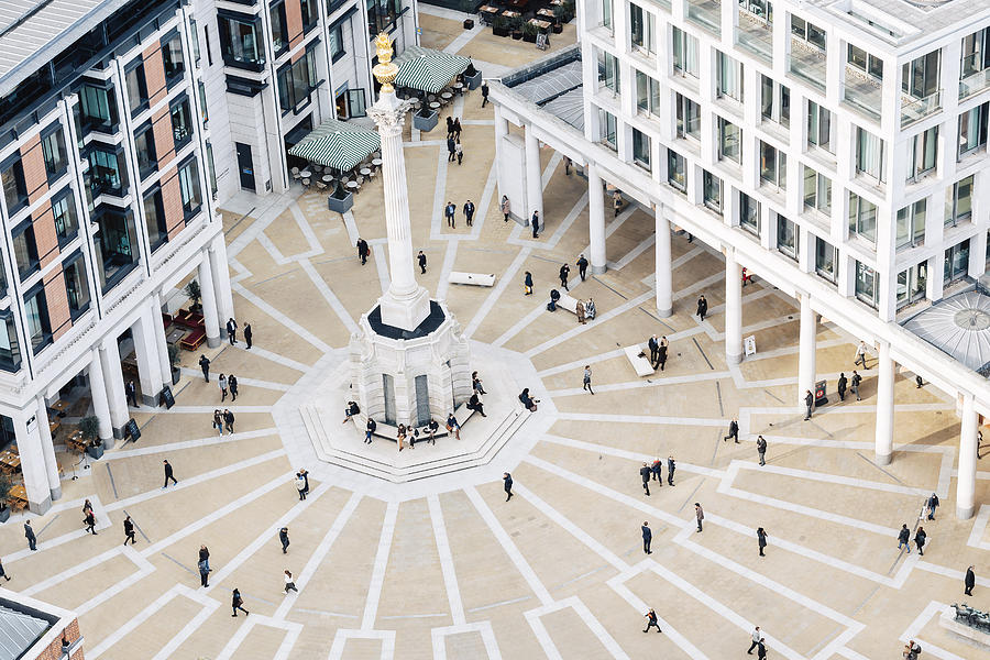 Aerial view of Paternoster square in London, England, UK Photograph by Alexander Spatari