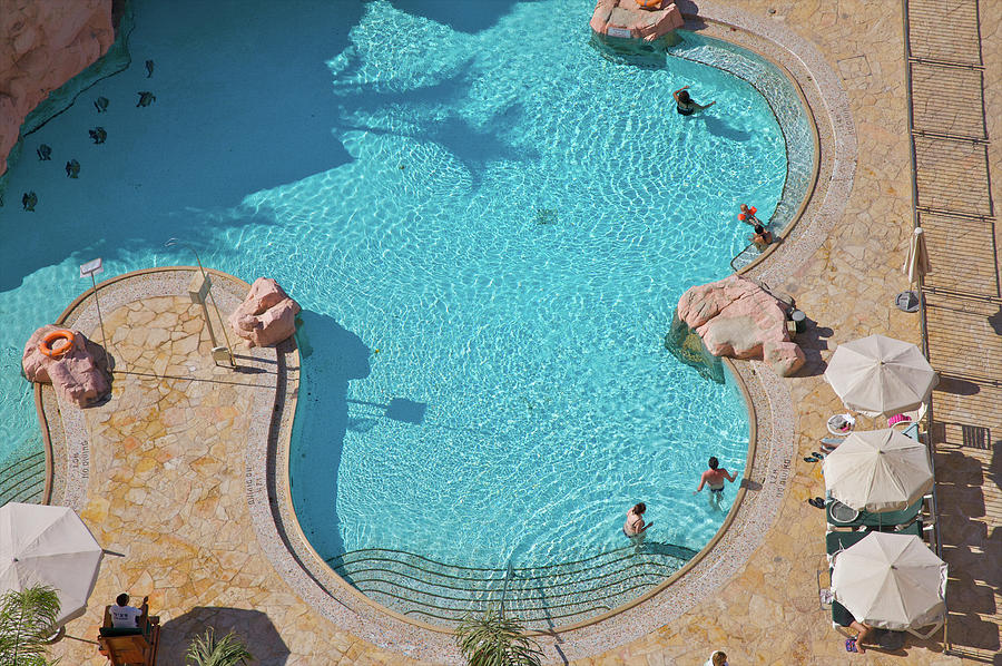 Aerial View Of People In Curved Pool Photograph by Barry Winiker