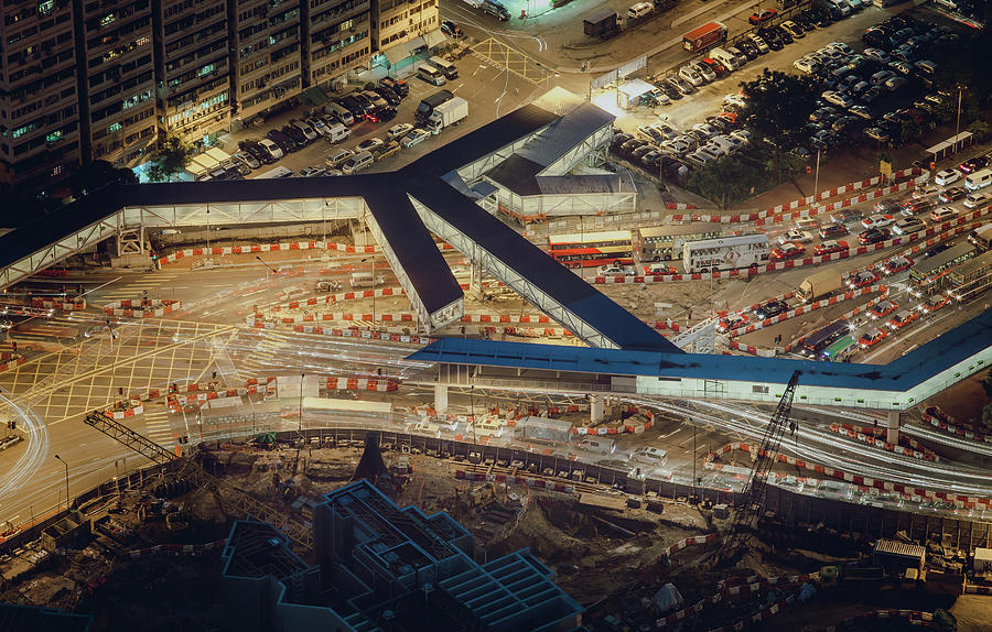Aerial View Of Roadworks In City Photograph by D3sign