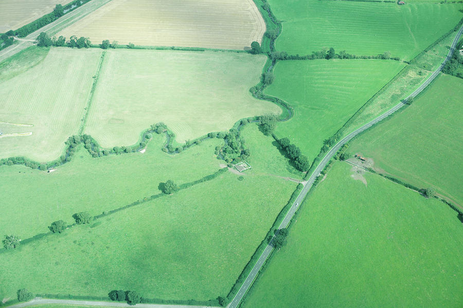 Aerial View Of Rural Fields And Road Photograph by Peter Muller