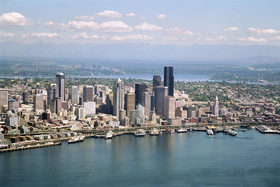 Seattle Photograph - Aerial View of Seattle by King Wu
