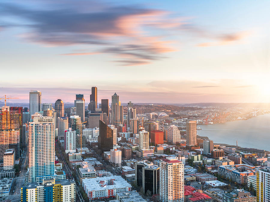 aerial view of Seattle skyline Photograph by Chinaface