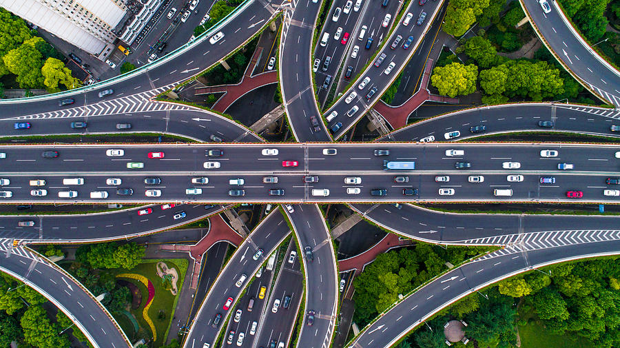 Aerial view of Shanghai Highway Photograph by JaCZhou