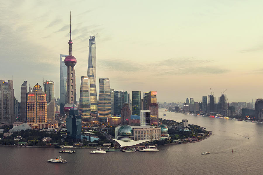Aerial View Of Shanghai Photograph by Weiyi Zhu