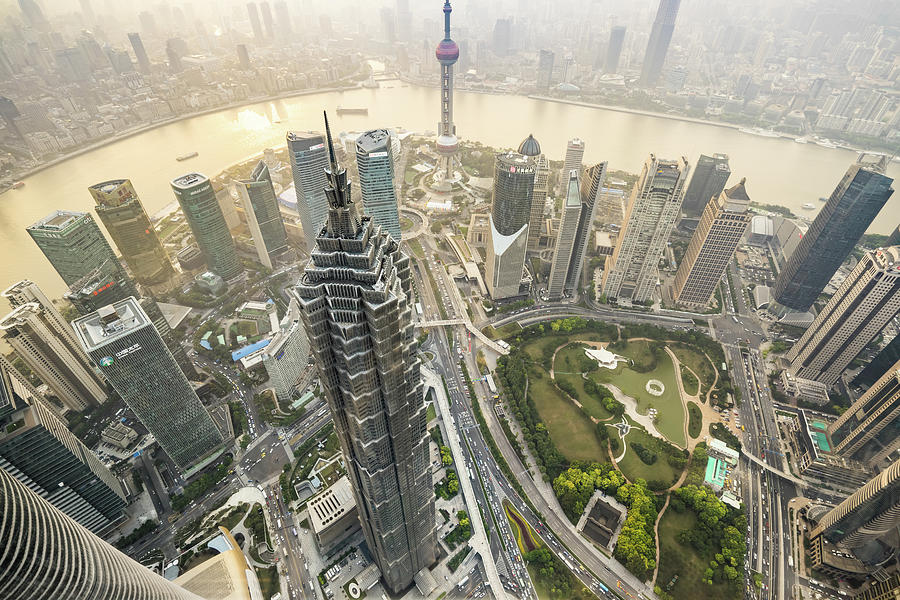 Aerial View Of Skyscrapers In Shanghai Photograph by Yongyuan Dai
