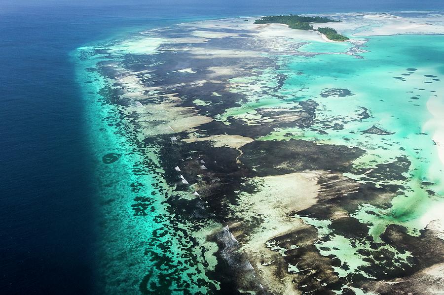 Aerial View Of St Joseph Atoll Photograph by Peter Chadwick