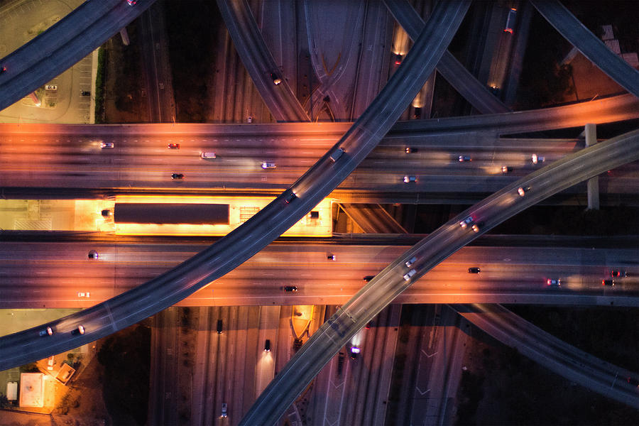Aerial View Of The City Overpass At Photograph by Michael H