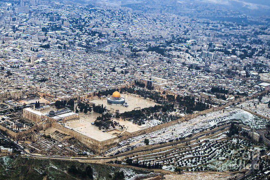 Aerial view of the Dome of the Rock Photograph by Nir Ben-Yosef
