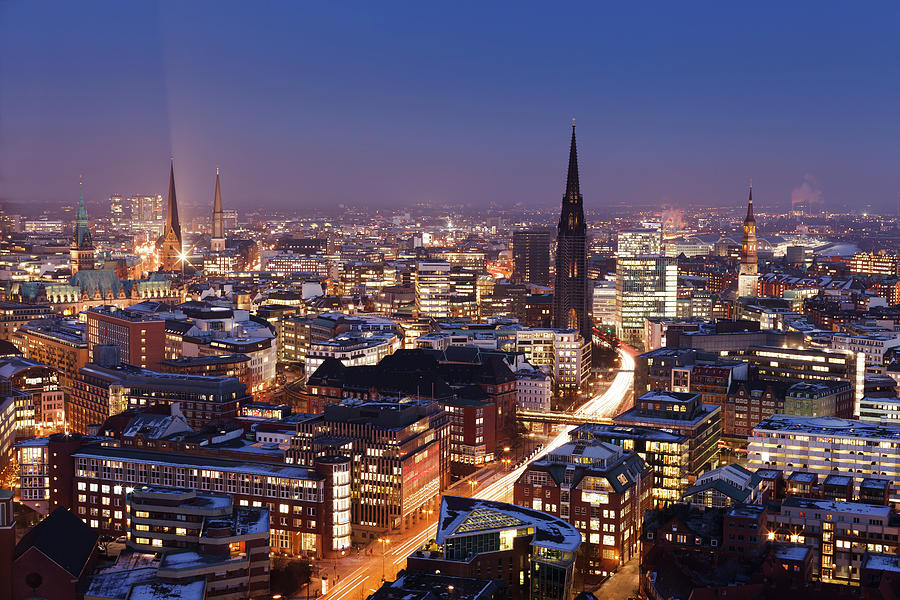 Aerial View Of The Hamburg Skyline At Photograph by Mf-guddyx