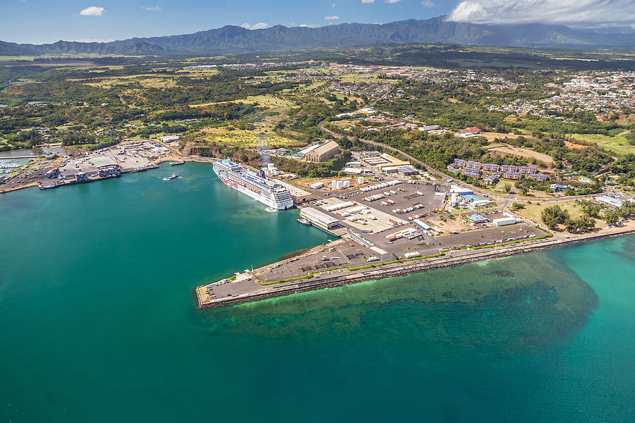Aerial view of the Nawiliwili Harbor Photograph by Pierre Leclerc Photography