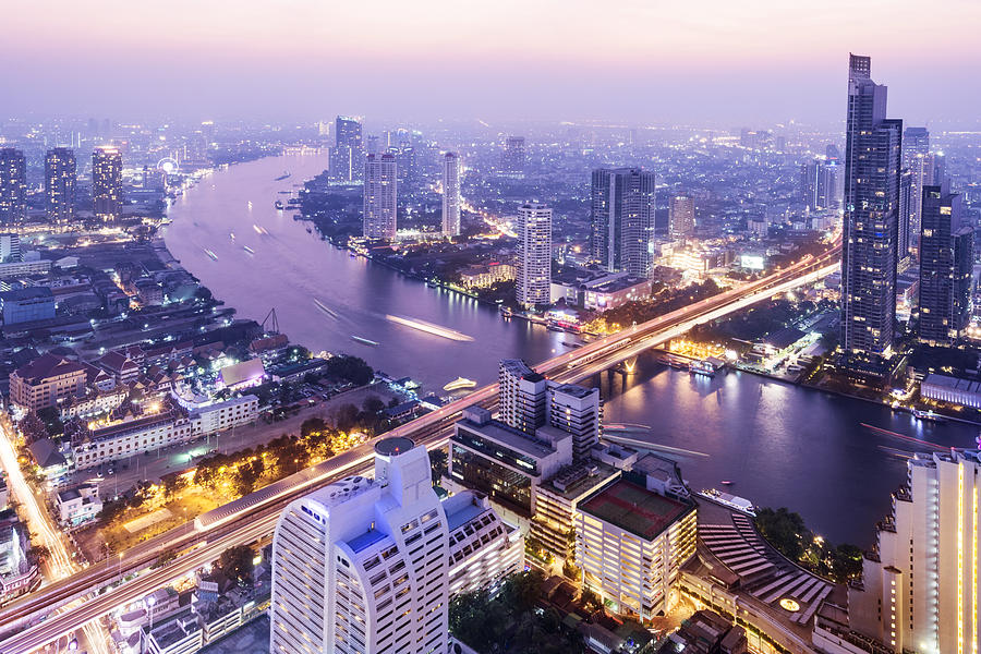 Aerial View of the the Bangkok Skyline Thailand Photograph by Deejpilot