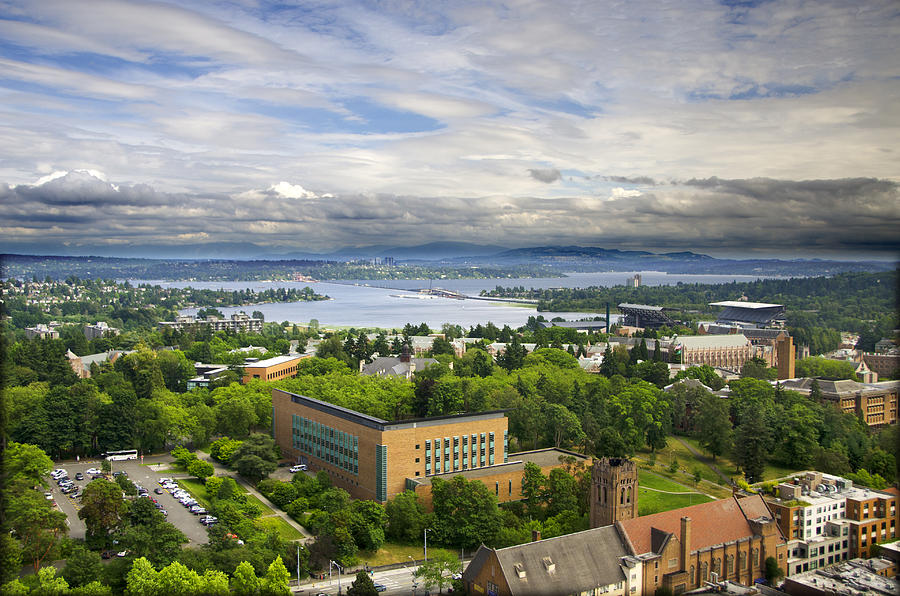 Aerial view of the University of Washington Photograph by Mitch Diamond