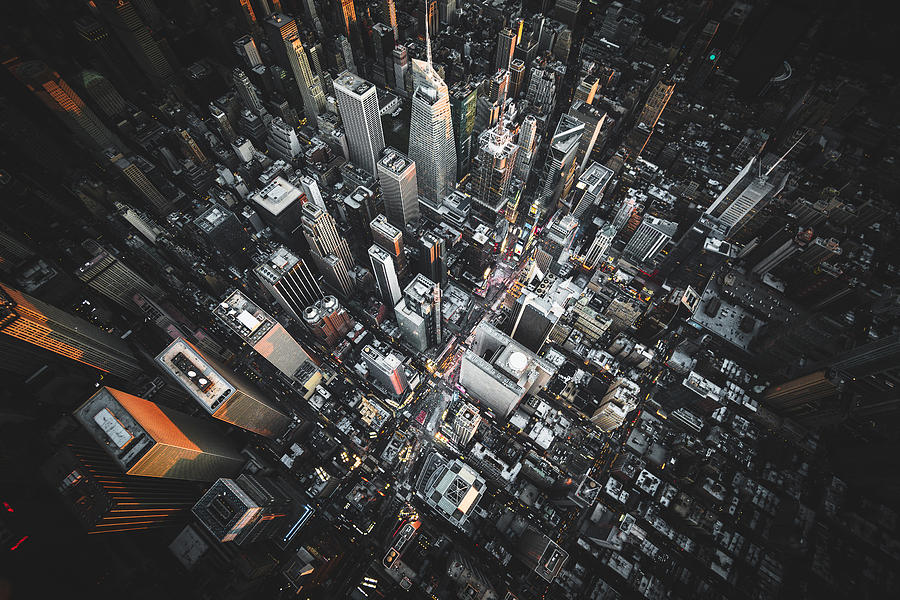 Aerial View Of Times Square At Night Photograph by Franckreporter