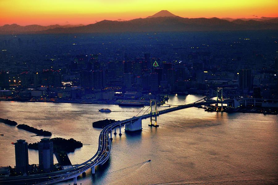 Aerial View Of Tokyo At Sunset Photograph by Vladimir Zakharov