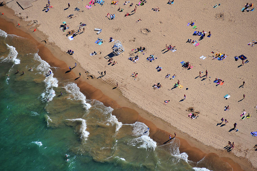 Chicago Photograph - Aerial View Of Tourists On Beach, North by Panoramic Images