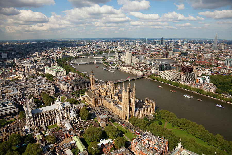Aerial View Of Westminster And The Photograph by Michael Dunning
