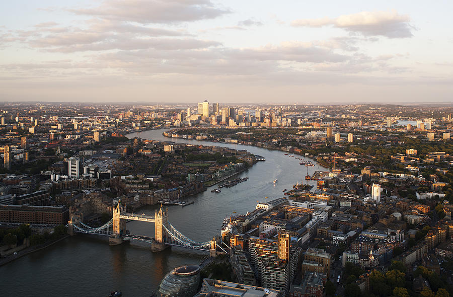 Aerial view over City of London and River Thames Photograph by Gary Yeowell