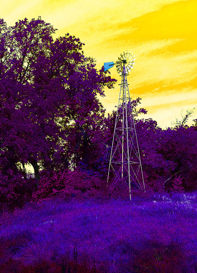 Aermotor Purple Haze and a Yellow Sky Photograph by Robert J Sadler
