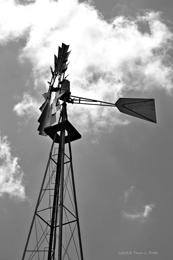 Aermotor Windmill Black and White Photograph by Tara Potts