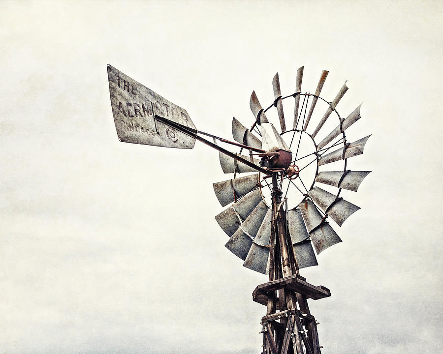 Vintage Photograph - Aermotor Windmill in Grapevine Texas by Lisa R